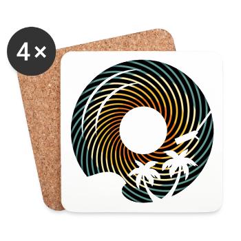 Vinyle Retro Beach Sunset - Dessous de verre (lot de 4) - blanc - Devant