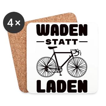 Fahrrad - Waden statt Laden - MTB Rennrad Spruch - Untersetzer (4er-Set) - Weiß - Vorne