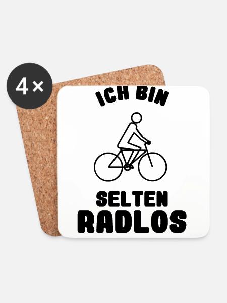 Fahrrad - Ich bin Selten Radlos - MTB Radtour - Untersetzer (4er-Set) - Weiß