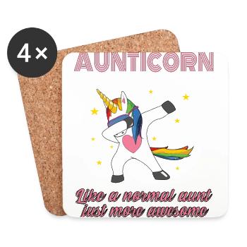 Aunticorn Unicorn Mädchen Einhorn Dabbing Unicorn - Untersetzer (4er-Set) - Weiß - Vorne