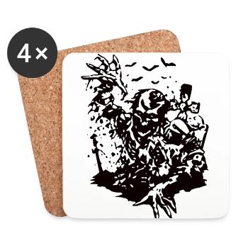 Rabe Horror Pest - Untersetzer (4er-Set) - Weiß - Vorne