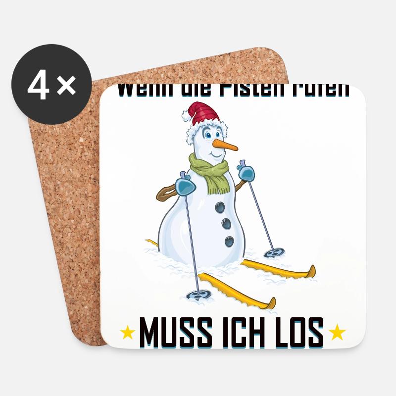 Wenn die Pisten rufen, muss ich los - Untersetzer (4er-Set) - Weiß