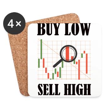Finance - Cryptocurrency - Buy Low, Sell High - Coasters (set of 4) - white - Front