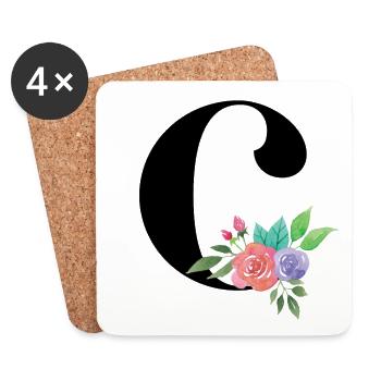 Buchstabe C personalisiertes Geschenk Alphabet Vorname Weihnachten - Untersetzer (4er-Set) - Weiß - Vorne
