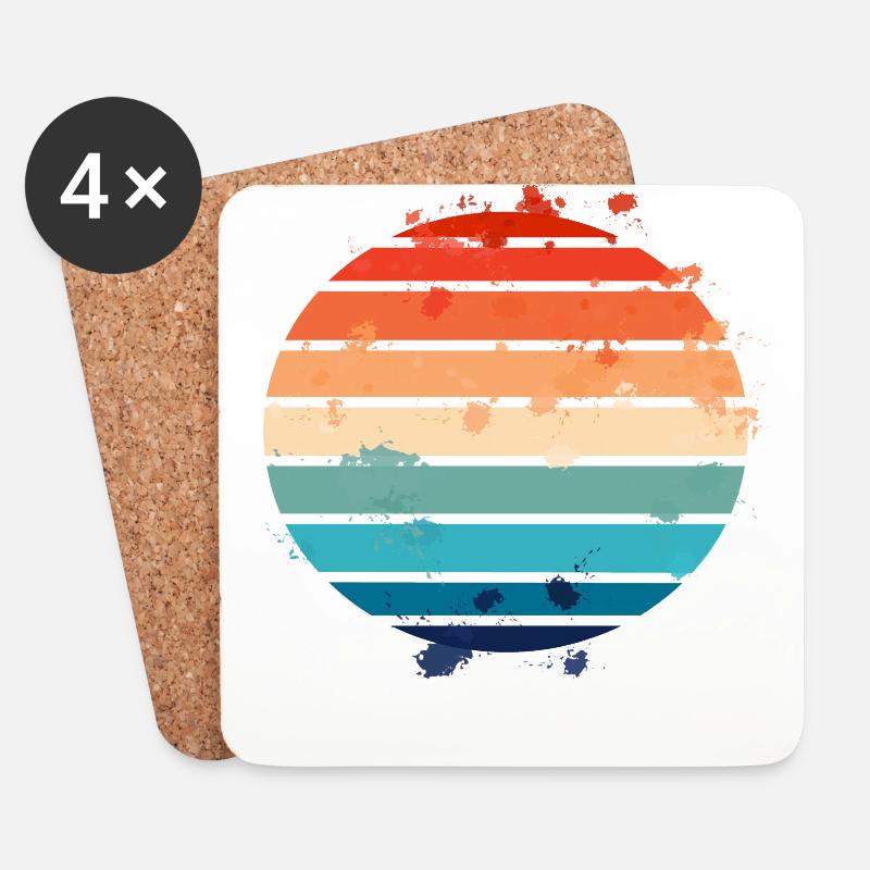 Splatter Retro Sunset - Untersetzer (4er-Set) - Weiß