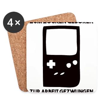 Zum Zocken Geboren Zur Arbeit Gezwungen - Untersetzer (4er-Set) - Weiß - Vorne