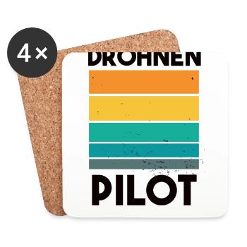 Drohnenpilot Spruch - Untersetzer (4er-Set) - Weiß - Vorne