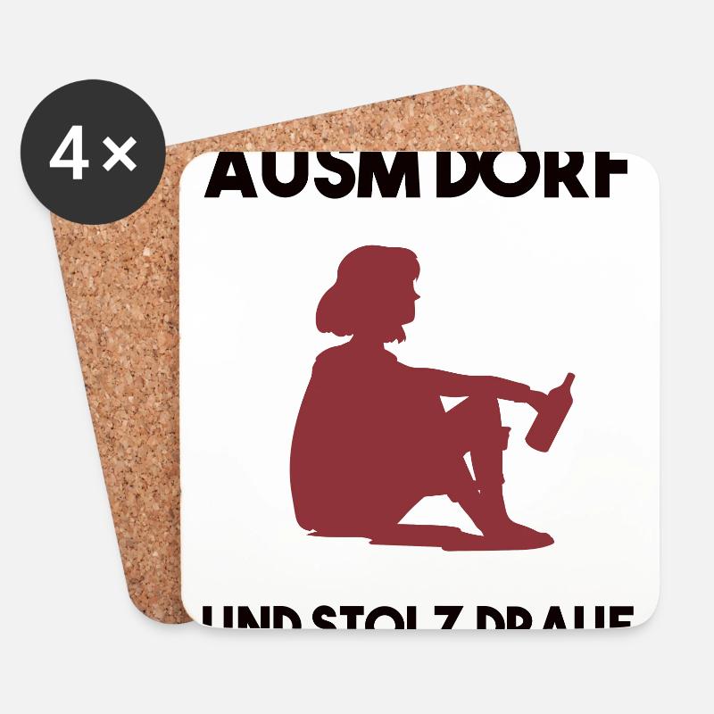 Dorfleben Spruch - Untersetzer (4er-Set) - Weiß
