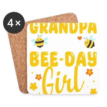 Anniversaire de grand-père de la fille du jour des abeilles - Dessous de verre (lot de 4) - blanc - Devant
