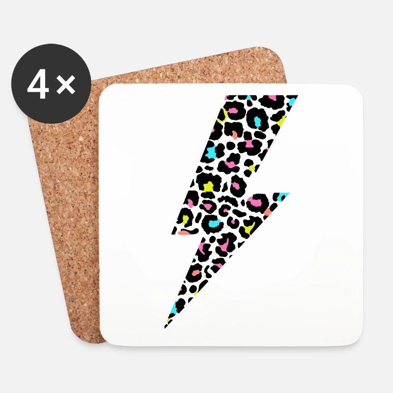Leopard Lightning bolt, Leopard Print, Leopard Lov - Untersetzer (4er-Set) - Weiß