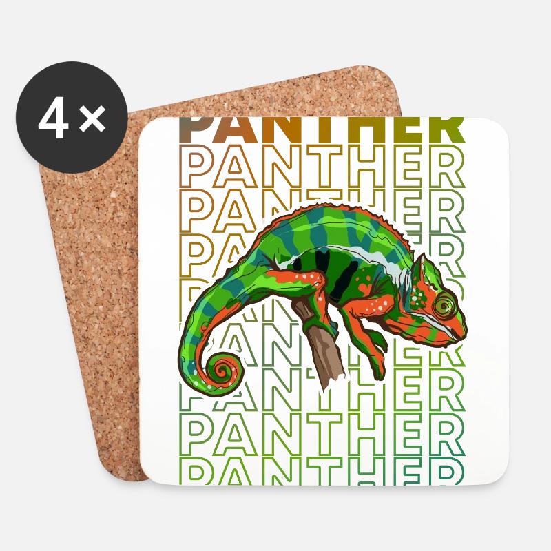 Panther Chamäleon Reptilienhüter - Untersetzer (4er-Set) - Weiß