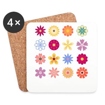 Flowers, Vintage Flowers, Garden Flowers, Pink Rose Fl - Coasters (set of 4) - white - Front