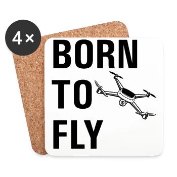 Né à par drone volant - Dessous de verre (lot de 4) - blanc - Devant