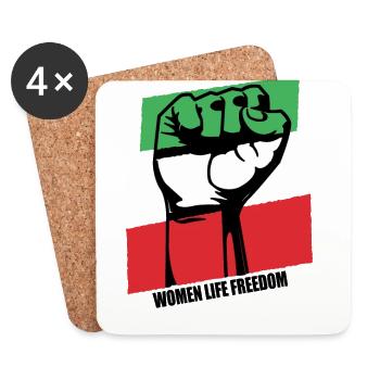 Soutenir la liberté de vie des femmes Drapeau iranien - Dessous de verre (lot de 4) - blanc - Devant