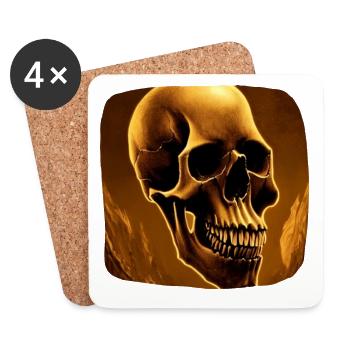 Totenkopf Biker - Untersetzer (4er-Set) - Weiß - Vorne