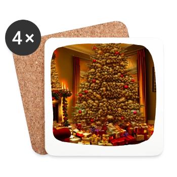 Sapin de Noël dans le salon - Dessous de verre (lot de 4) - blanc - Devant