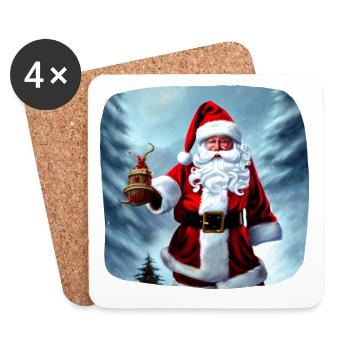 Père Noël - Dessous de verre (lot de 4) - blanc - Devant