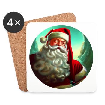 Père Noël - Dessous de verre (lot de 4) - blanc - Devant