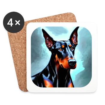 Dobermann - Untersetzer (4er-Set) - Weiß - Vorne