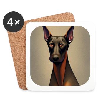 Dobermann - Untersetzer (4er-Set) - Weiß - Vorne