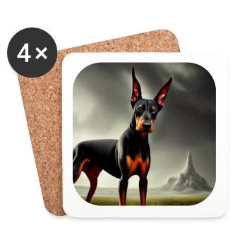 Dobermann - Untersetzer (4er-Set) - Weiß - Vorne