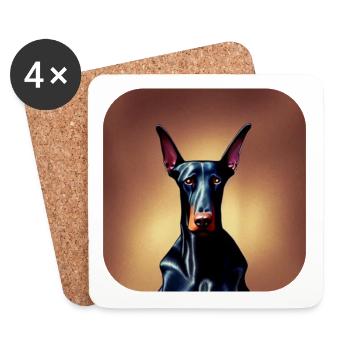 Dobermann - Untersetzer (4er-Set) - Weiß - Vorne
