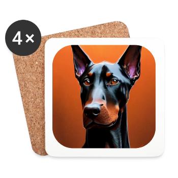 Dobermann - Untersetzer (4er-Set) - Weiß - Vorne