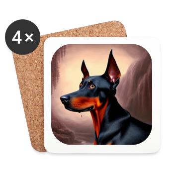 Dobermann - Untersetzer (4er-Set) - Weiß - Vorne