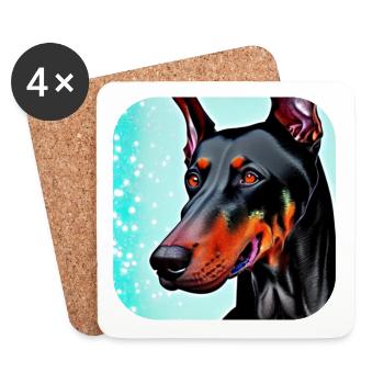 Dobermann - Untersetzer (4er-Set) - Weiß - Vorne