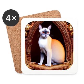 Siamkatze - Untersetzer (4er-Set) - Weiß - Vorne