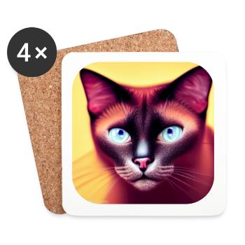 Siamkatze - Untersetzer (4er-Set) - Weiß - Vorne