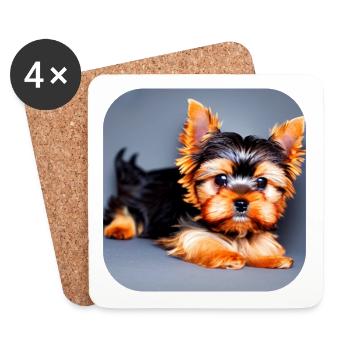 Yorkshire Terrier Chiot - Dessous de verre (lot de 4) - blanc - Devant