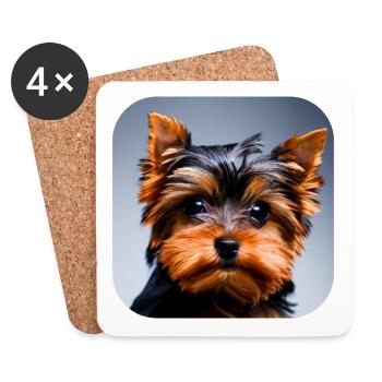 Yorkshire Terrier Chiot - Dessous de verre (lot de 4) - blanc - Devant