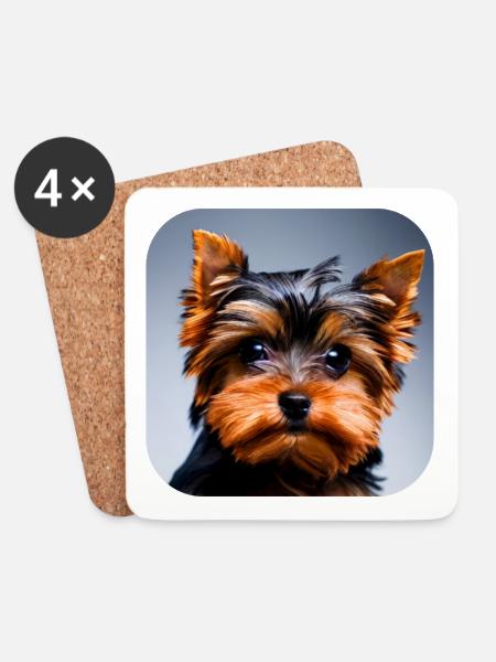 Yorkshire Terrier Puppy - Coasters (set of 4) - white