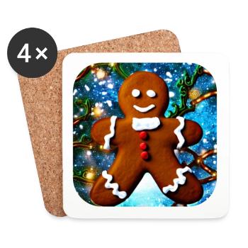 Weihnachts Lebkuchenmann - Untersetzer (4er-Set) - Weiß - Vorne