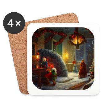 Motif de Noël - Dessous de verre (lot de 4) - blanc - Devant