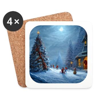 Motif de Noël - Dessous de verre (lot de 4) - blanc - Devant