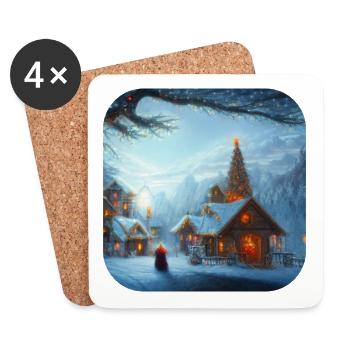 Motif de Noël - Dessous de verre (lot de 4) - blanc - Devant