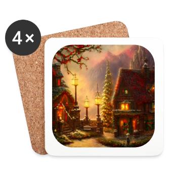 Motif de Noël - Dessous de verre (lot de 4) - blanc - Devant
