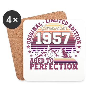 Original December 1957 65th birthday gift - Coasters (set of 4) - white - Front