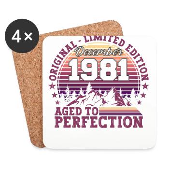 Cadeau original du 41e anniversaire de décembre 1981 - Dessous de verre (lot de 4) - blanc - Devant