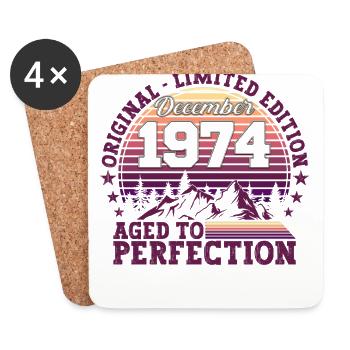 Cadeau original du 48e anniversaire de décembre 1974 - Dessous de verre (lot de 4) - blanc - Devant