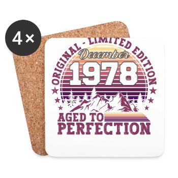 Cadeau original du 44e anniversaire de décembre 1978 - Dessous de verre (lot de 4) - blanc - Devant