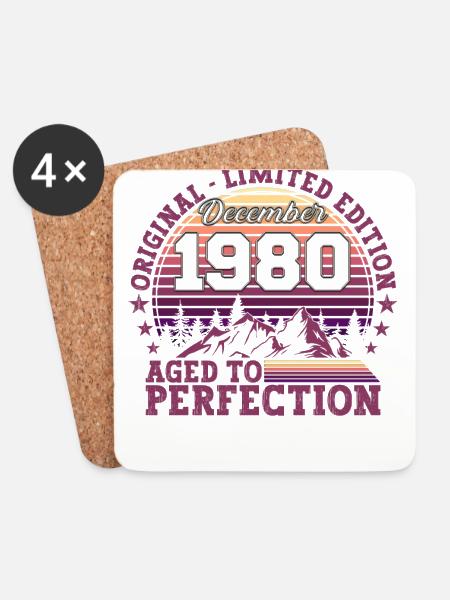 Original Dezember 1980 42. Geburtstag Geschenk - Untersetzer (4er-Set) - Weiß