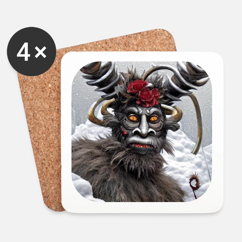 Krampus - Untersetzer (4er-Set) - Weiß