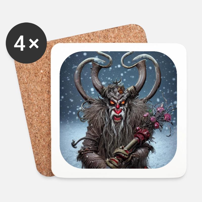 Krampus - Untersetzer (4er-Set) - Weiß