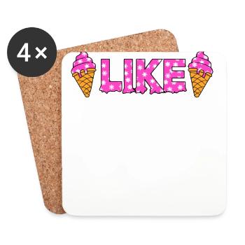 Ich mag Eis - J’aime la crème glacée - Dessous de verre (lot de 4) - blanc - Devant