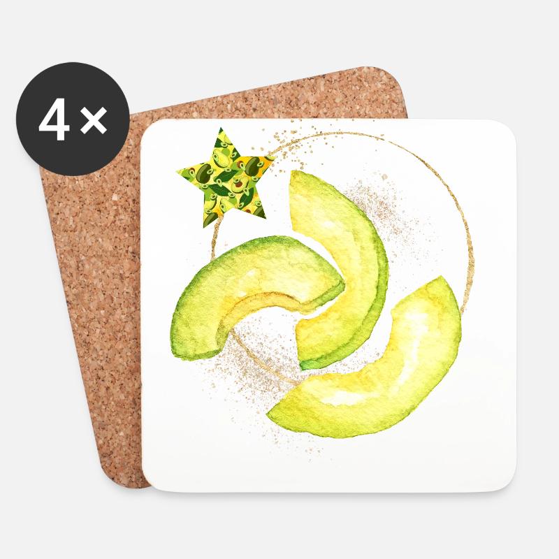 Avocado - Glasbrikker (sæt med 4 stk.) - hvid