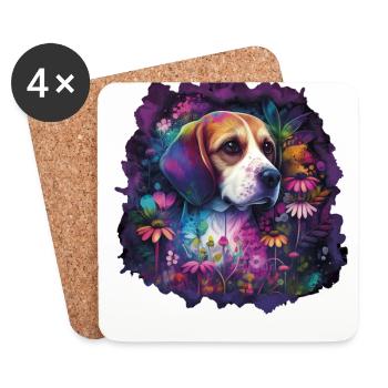 Beagle Beaglemotiv Geschenk - Untersetzer (4er-Set) - Weiß - Vorne