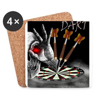 Dart Skull See You Next Game, Dartdesign Dartspiel - Untersetzer (4er-Set) - Weiß - Vorne